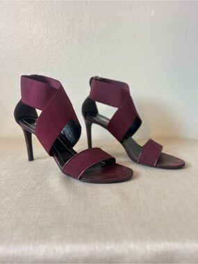Balenciaga Burgundy Wrap-Strap High Heel Sandals